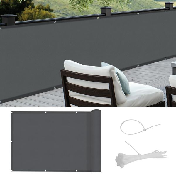 Cool Area balcony privacy screen, PES balcony cover anti-peeping, anti-rain, anti-ultraviolet, 120x300 cm, Anthracite