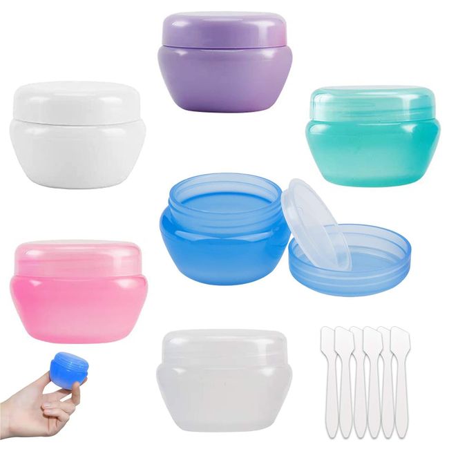 6 Pack Clear Container with Lids Small Plastic Pot Jars Wide Mouth Round  Leak Proof Plastic Container Jars with Lid for Travel Storage, Eye Shadow