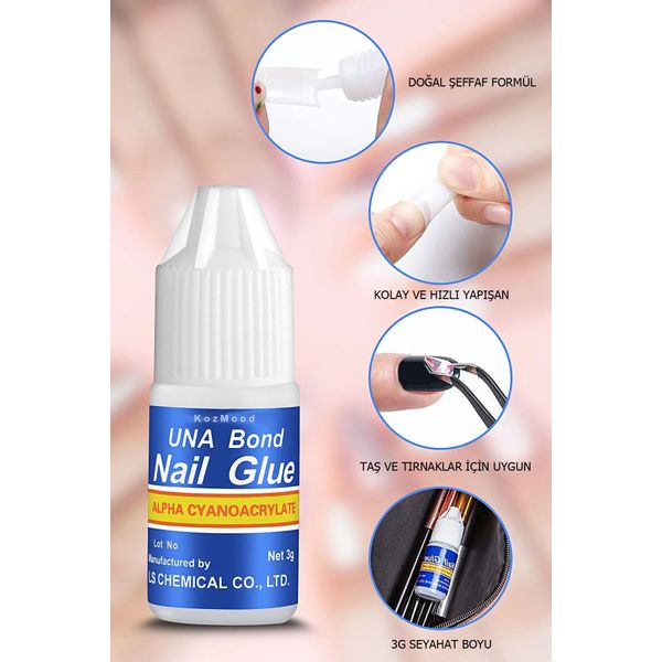 Takma Tırnak & Tırnak Süsü Yapıştırıcı Tips Yapıştırıcı Hızlı Sıvı Yapıştırıcı Nail Glue 3 Gr