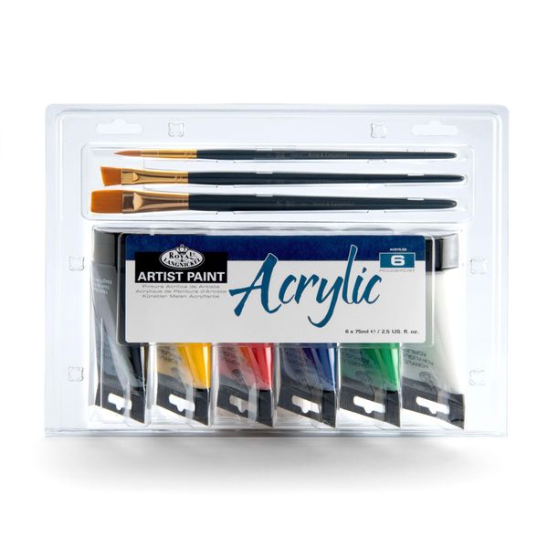 Royal & Langnickel Acylic set 6 x 75ml (2.5oz) + 3 brushes