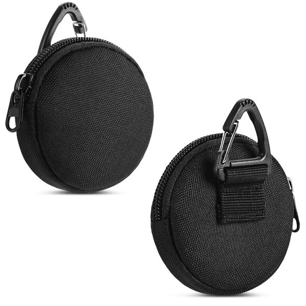 Nujiaa Coin Pouch, Small Coin Purse Keychain, Professional EDC Pouch Accessories Case for Military Gear Bags, Little Change Wallet, Wireless Headset Pack. (2PCS Black)