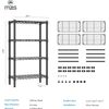 Metal 4-Tier Adjustable Shelving Organizer Wire Rack Unit Black Kitchen Garage
