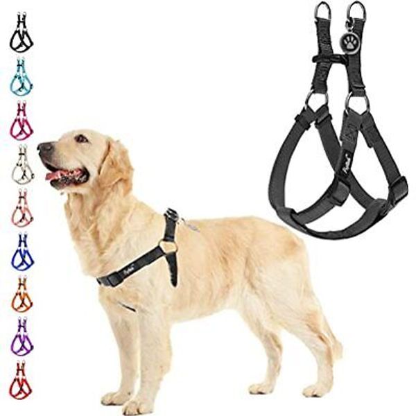 No Pull Dog Harness Soft Adjustable Basic Nylon Step in Puppy Vest Large Black