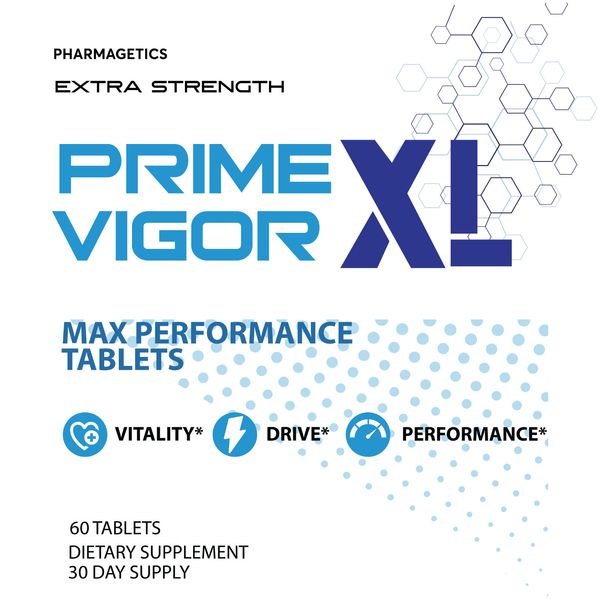Prime Vigor XL -Male Performance Tablets, Vitality Support - 60 Tablets Official