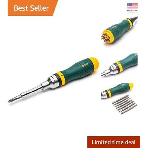 Professional 19-in-1 Screwdriver Set with Ergonomic Handle and 8 Dual-Sided Bits