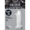 Unique Party 55751 - 34" Giant Silver Foil Number 1 Balloon