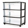 Homz Tall Solid Plastic 3 Drawer Medium Storage Cart with Caster Wheels, Black