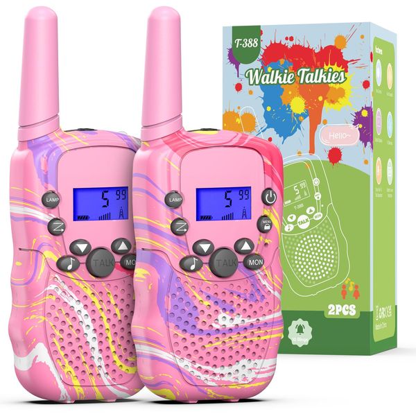 Selieve Gifts Toys for 3 4 5 6 Year Old Girls, Walkie Talkies for Kids 2 Pack with 22 Channels, LCD Screen, LED Flashlight & VOX Function, 2 Way Radio Gift for Giirls Outside Camping, Hiking