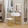 Vanity Set Makeup Desk Stool Dressing Table with Drawer 10 LED Lighted Mirror