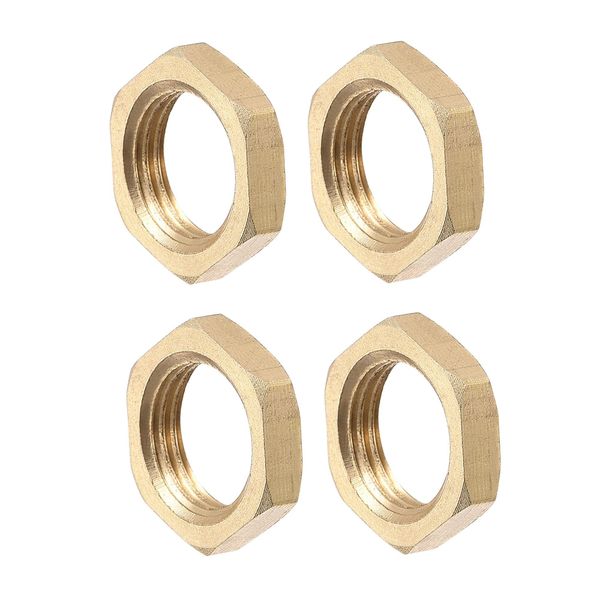 sourcing map G1/8 Lock Nut, Hex Brass Female Locknut for Plumbing 4pcs