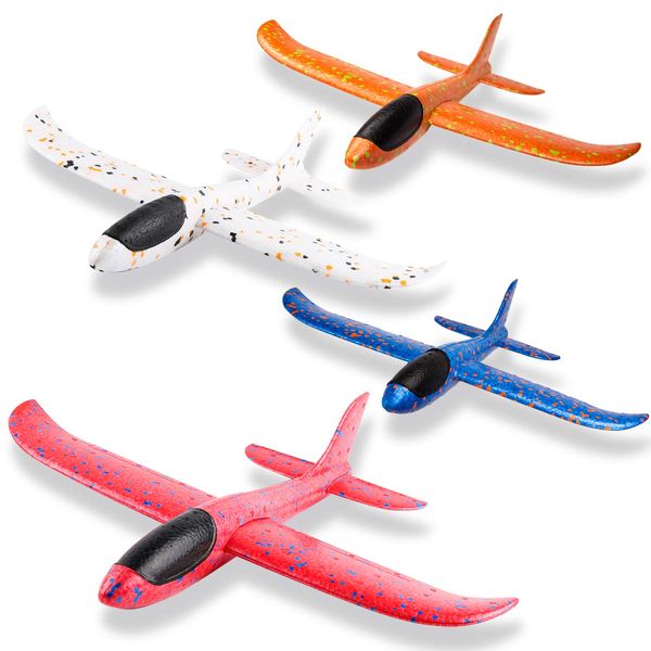 WATINC 4Pcs 14.5inch Airplanes, Manual Throwing Outdoor Sports Toys for Challenging, Children Games Toy Gliders Fun, Glider Plane for Kids, Birthday Gift Flying Gliders, Foam Airplane for Boys & Girls