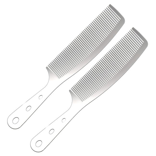 2 x antistatische Friseurkämme aus Metall, Edelstahl, Haarkamm, Schneidekamm-Set, Haarstyling, Friseurkamm für Männer und Frauen, Salon (2 x Griffe, Rechenkamm)