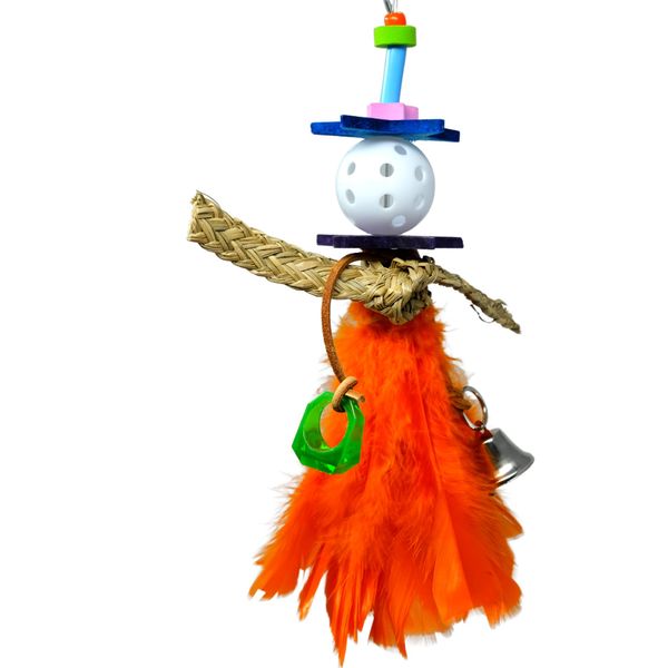 Bonka Bird Toys Lady Plucker Medium Parrot Preening Cage Toy, Cockatiel, Parakeet, Conure, and Similar Breeds (953 Orange)