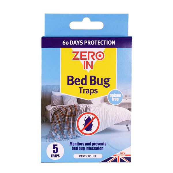 Zero In Bed Bug Trap - 5-Pack, Ready-To-Use, Poison-Free Treatment, Bed Bug Detector, Monitors Infestation