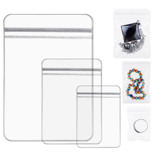 WLLHYF 60 Pcs Jewelry Bag PVC Plastic Zipper Bag Clear Jewelry Storage Pouch Transparent Lock Bag Small Organizer Bag for Holding Jewelry Earring Ring Necklace