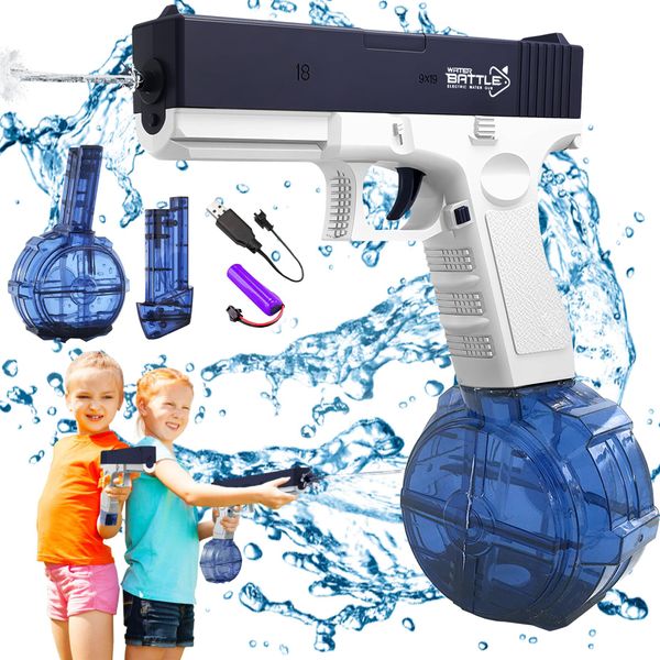 Wasserpistole Elektrisch,Wasserpistolen für Kinder Erwachsene Automatische Wasserspritzpistole Mit Große Reichweite Wasserpistole Spielzeug Water Gun Sommer Draussen Pool Strand Party Langstrecken