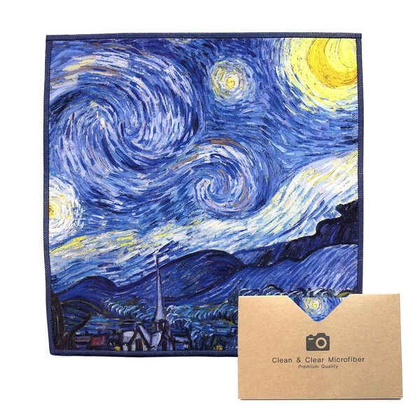 Large [4 Pack] Classic Art (Gogh Starry Night) - Ultra Premium Quality Microfiber Cleaning Cloths (Best for Camera Lens, Glasses, Screens, and All Lens.), Microfiber Cloth