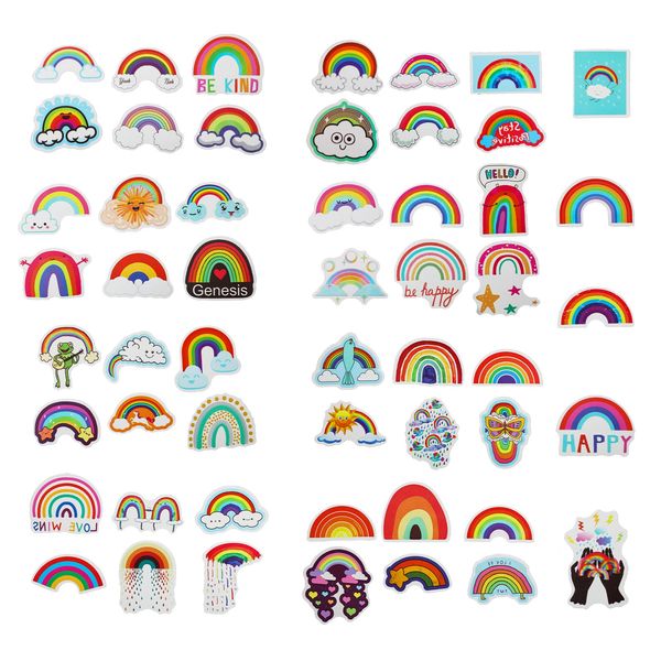 52 Blatt Regenbogen Aufkleber, Sticker Rainbow Regenbogenstreifen Aufkleber Aaufkleber Regenbogen Boho für Viel Glück für Wasserflasche Telefon Schreibtisch Schule Bürobedarf