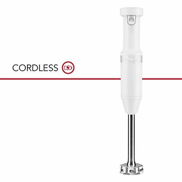 KitchenAid KHBBV53WH Cordless Hand Blender, 8 inch, White