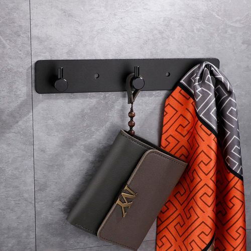 WNEBATH Black 3 Wall Hooks, Matte Black Bathroom Hook Rail, Self Adhesive Key Hook Rack Hanger Towel Robe Stick Hooks for Toilet Entryway Hallway Kitchen Wall Mounted