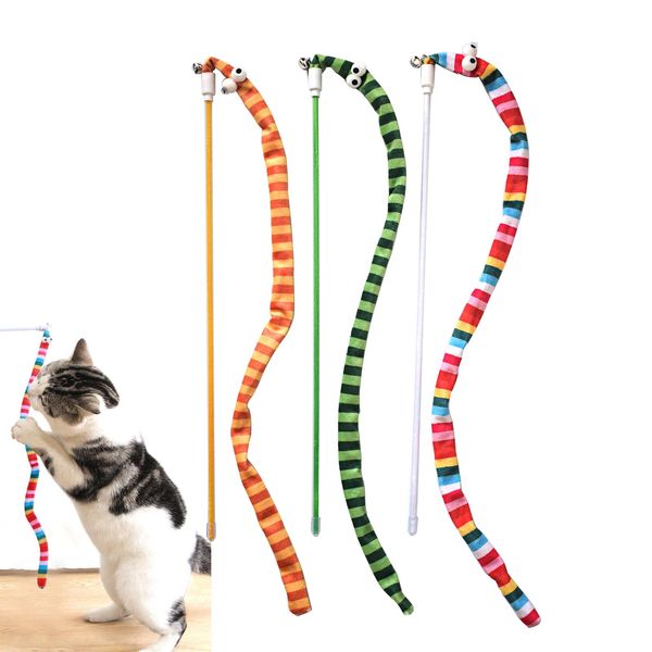 IUHKBH Cat Wands, 3 PCS Plush Cat Teaser Toy with Cute Shape and Vivid Color Interactive Cat Toys for Cat and Kitten