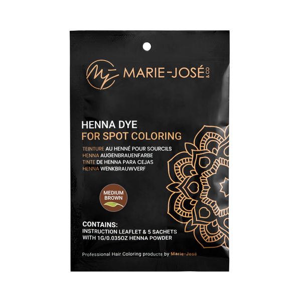 Marie-José & Co Henna Dye Set - Professional Henna Tint for Spot Coloring - Good for 50 Applications (Medium Brown)