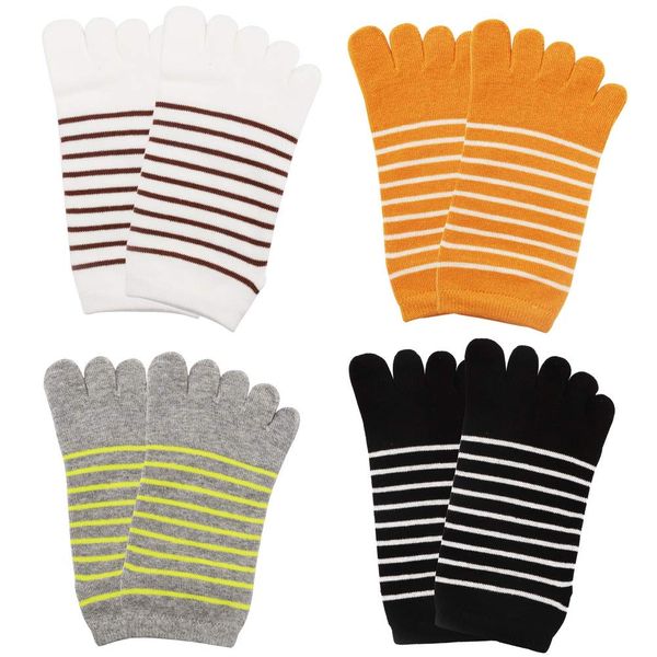 kuou 4 Pairs Women's Toe Socks, Women's Five Finger Socks Cotton Running Short Socks Mini Crew Socks