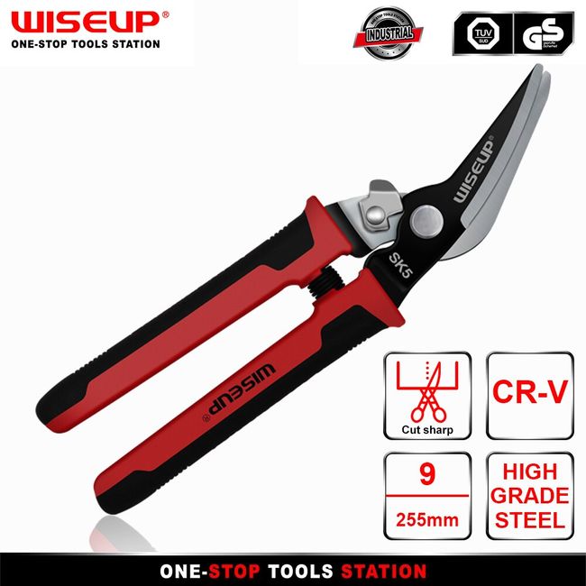 WISEUP Tin Snips for Cutting Metal Sheet Heavy Duty Straight Cut 10-inch  Aviation Snips With Double Lever,Industrial CR-V Metal Cutter