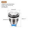 sourcing map Latching Metal Push Button Switch 19mm Mounting Dia 1NO Silver LED Light, High Head, 2pcs