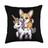 Cute Unicorn Corgi Rider Throw Pillow