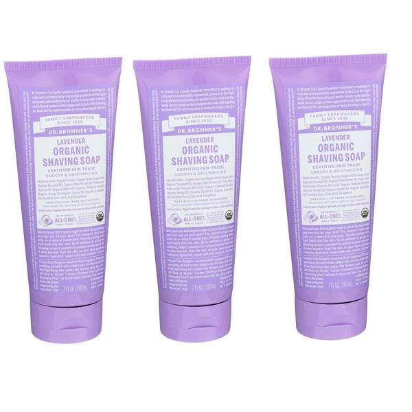 Dr Bronners Lavender Organic Shaving Soap 7 Oz *****VALUE 3 PACK*******