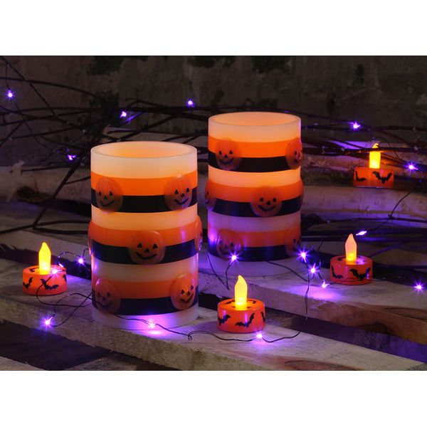 Flameless LED Halloween Wax Candles 2 Pack 5 Inch - Dim Bright Switch
