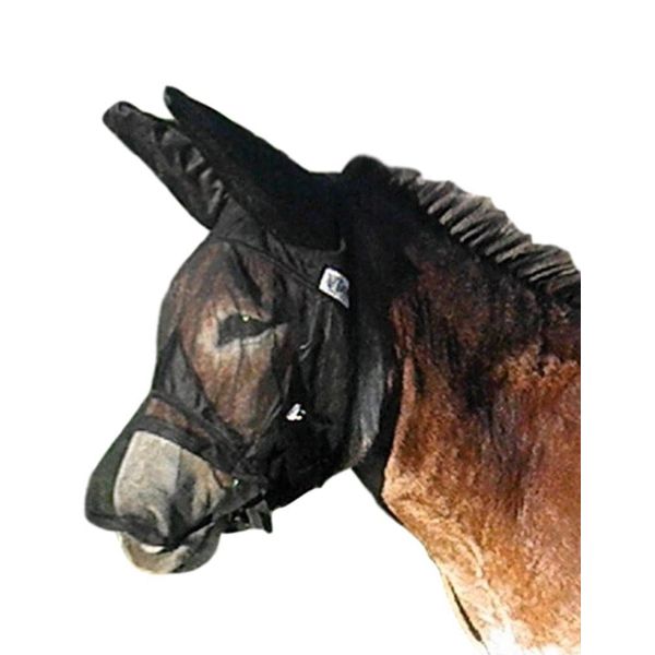 Cashel Quiet Ride Mule Fly Mask with Long Nose and Ears, Black, Mule Horse