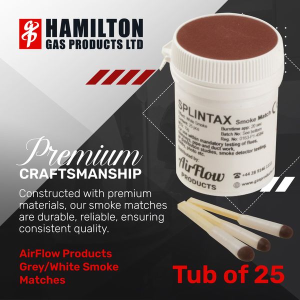 Hamilton Gas Products Smoke Matches - Pack of 25 | Long-Burn, Dense Smoke Matches for Testing Air Flow in Chimney Flues, Ventilation Systems & Gas Appliances