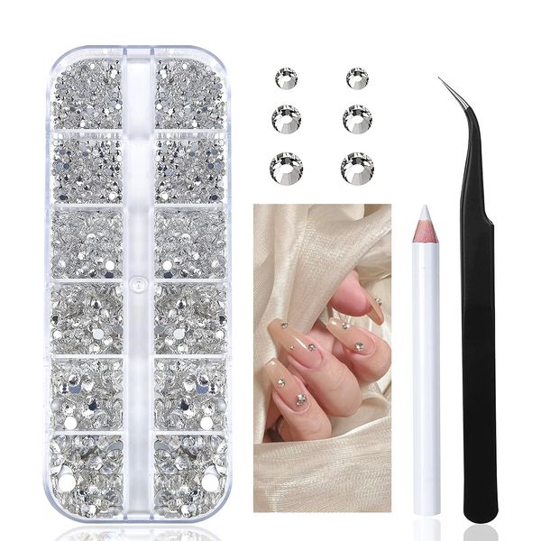 Rhinestone Nail Stone Nail Parts Stone (Silver/Round)