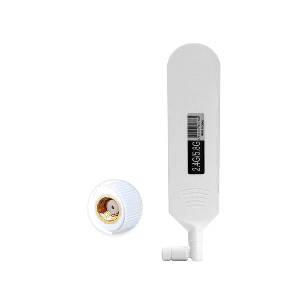 Vecys Dual Band WiFi 2.4GHz 5.8GHz Antenna 18dBi High Gain Omnidirectional Glue Stick Antenna RP SMA Male Connector Antenna for WiFi Router Wireless Network Card (White,1pcs)