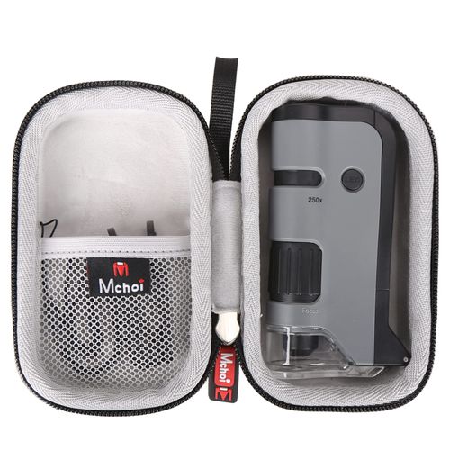Mchoi Hard Carrying Case for Carson MicroFlip 100x-250x LED and UV Lighted Pocket Microscope, Shockproof, Waterproof, Lightweight, Dustproof, Black, Grey