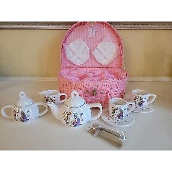 Delton Kids Mini Porcelain Tea Set, Unicorn Design