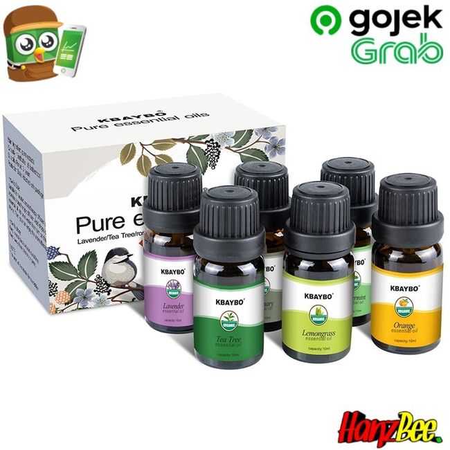 Paket Set Kbaybo Essential Oil Aromatherapy Diffuser 10ml 6 PCS