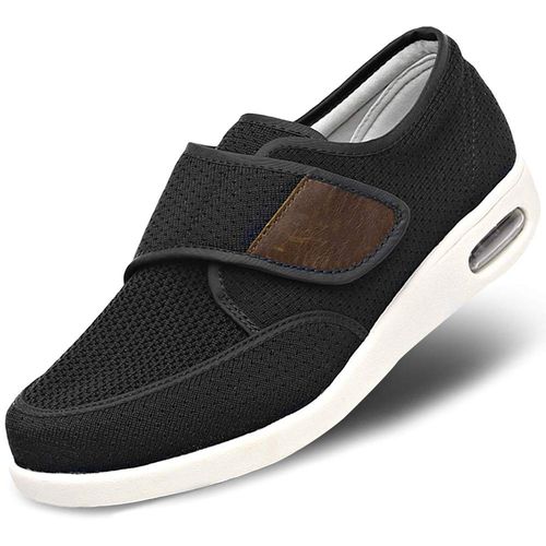 MEJORMEN Men's Edema Diabetic Shoes Adjustable Wide Width Outdoor Walking Sneakers Orthopedic Lightweight Comfy Casual Slippers for Elderly Swollen Feet Arthritis Recovery, Breathable 1 - Black, US13