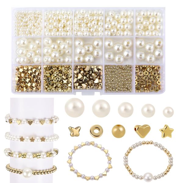 800pcs Bracelet Beads Kit, Bracelet Making Kit DIY Pearl Beads for Jewelry Making Spacer Beads for Bracelet Making Bracelet Pearl Kit for Adults Girls Jewelry Making Supplies