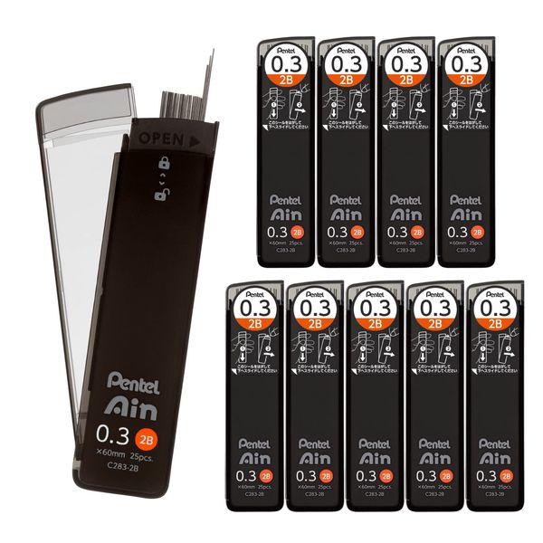 Pentel C283-2B Pentel Ain 0.3mm 2B 10pcs Sharp Leads