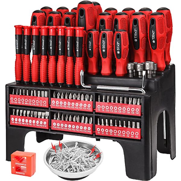 Magnetic Screwdriver Set with Rack, Includs Precision Screwdriver, Magnetizer De