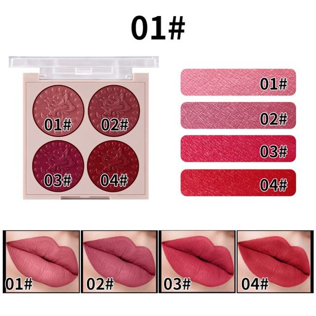 Lip Palette Miss Rose Lipstick Plate 4 Colors Lip Gloss Moisturizing Color Set Maquillage