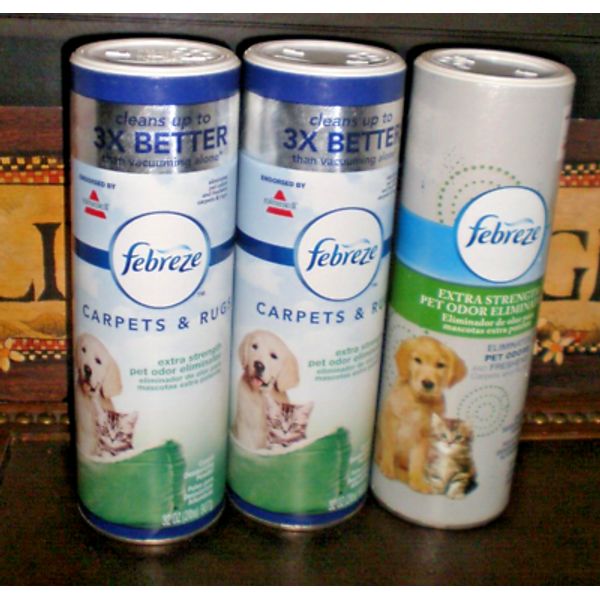 (3) Bissell Febreze Extra Strength Pet Odor Eliminator Freshens Carpet 32 Oz ea