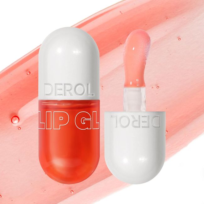 Halo east Lip Plumper Gloss High-Shine Liquid Lip Plumping Color, Long-Lasting Plumper Pout, Moisturizing, Non-Sticky With Natural Ginger Extract Portable 6 Colors (02#Grapefruit)