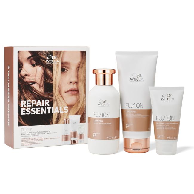 Wella Professionals Fusion Intense Repair Geschenkset – professionelle Haarpflege für kaputtes Haar mit Aminosäuren – Shampoo, Conditioner und Haarmaske – repariert sofort und beugt Haarbruch vor