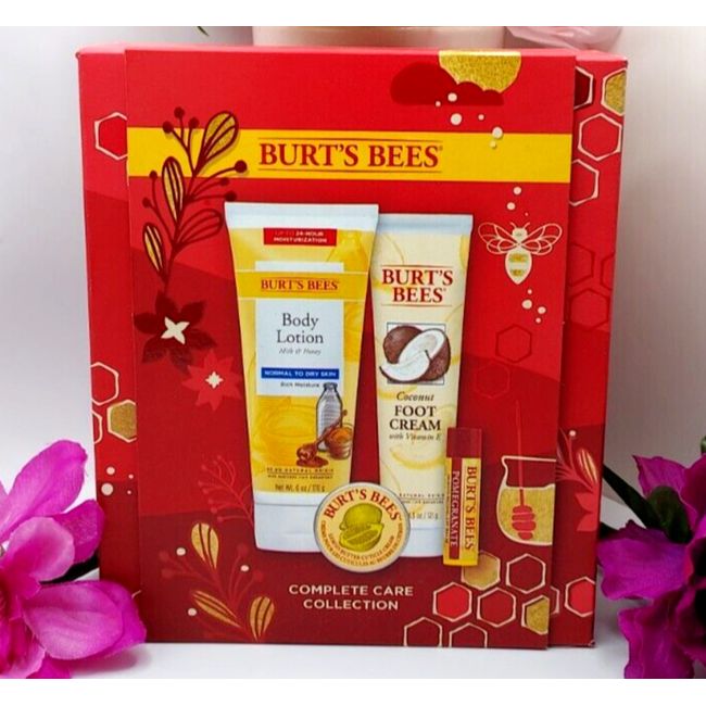 Burt's Bees Complete Care Collection Box Set Body Lotion Lips Feet NEW Box