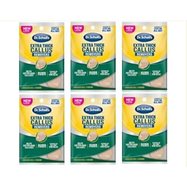 6 Pack Dr. Scholls Callus Removers Extra Thick With Salicylic Acid 4 Each