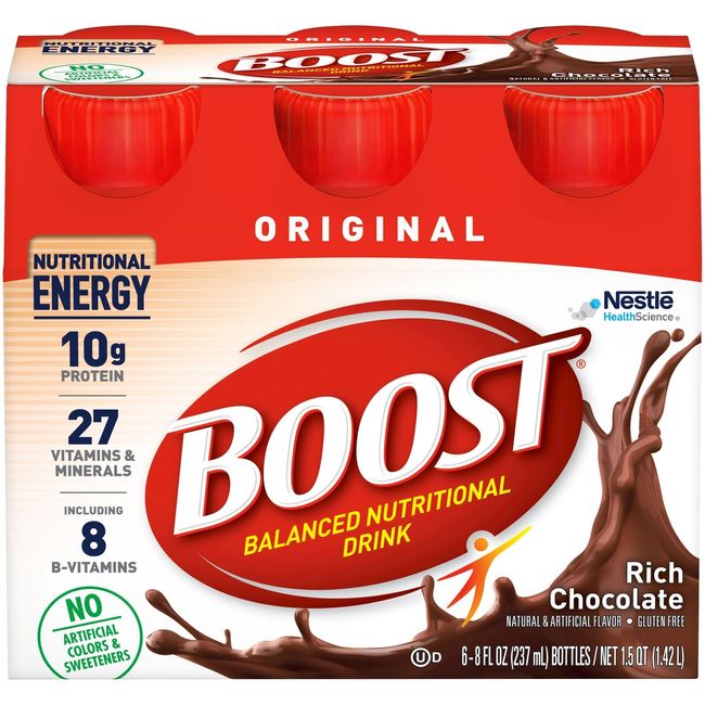 Nestle Boost Original Balanced Nutritional Drink Chocolate 8 oz Bottle 6 Ct